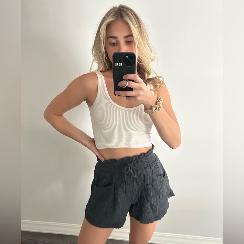 Navy Linen Shorts